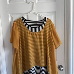 Striped Yellow and Black Women's Top